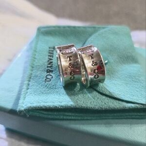 AUTHENTIC -Tiffany & Co.- 1837 Hoop Earrings Sterling Silver